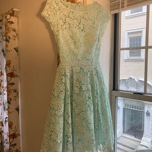 Monique Lhuillier Mint Green Lace Dress